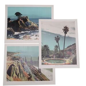 Scenic Grandeur of the West Print Set of 3 California Hand Tinted 1943 Vintage